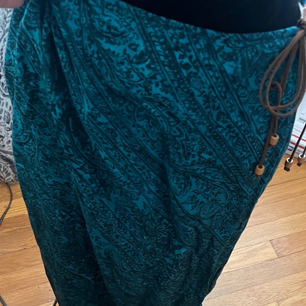 Norton McNaughton Teal Patterned A-Line Skirt